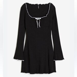 H&M Coquette Black Dress with White Trim